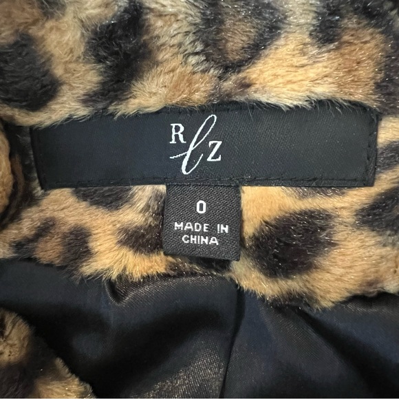 RLZ Racheal Zoe faux fur jacket leopard print puff sleeves mob wife Sz O - Picture 6 of 16